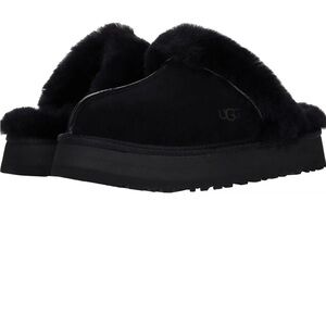COPY - UGG Disquette Slip On Sheepskin Suede Platform Slippers 8 Black